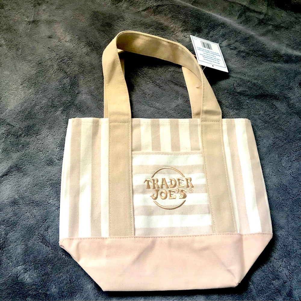 Trader Joe’s tan Stripe Tote Bag